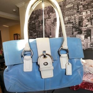 Coach Large Satchel like new sky blue